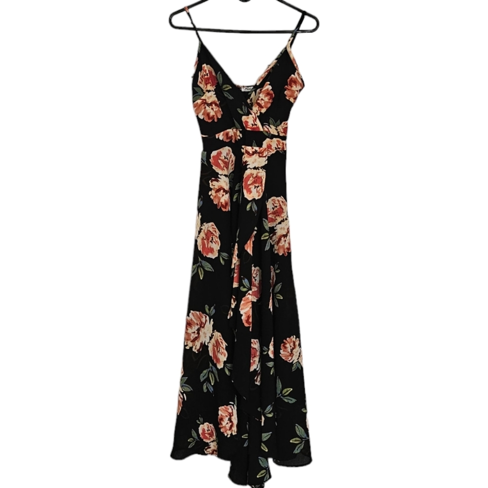 Stillettos High-Low Cross Front Floral Dress Size Small EUC